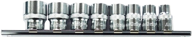 AUZGRIP - 8 PC 3/8'' SQ. DR. 12PT SOCKET SET SAE 